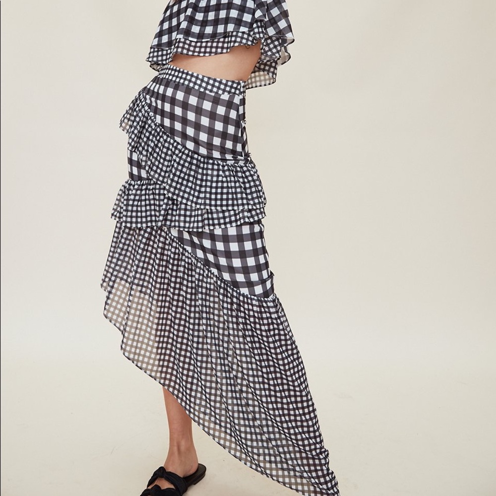 LPA Gingham Asymmetrical Skirt